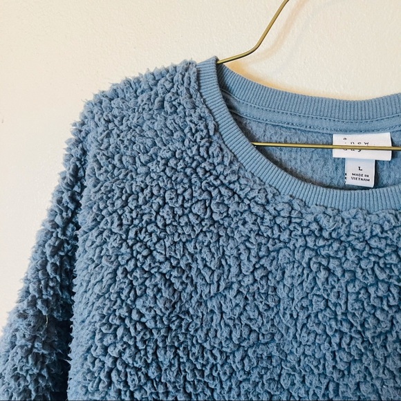 Slate Blue Sherpa Pullover - Picture 2 of 7